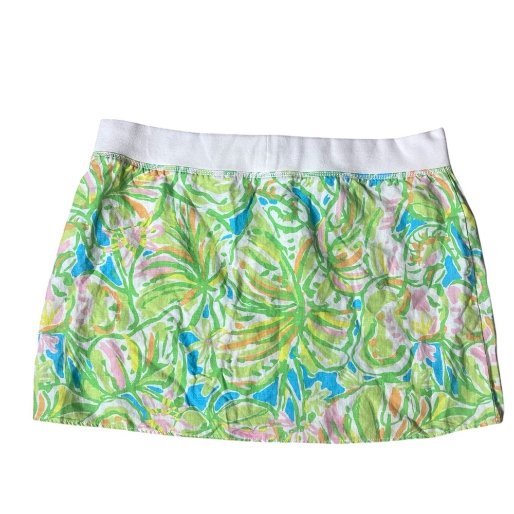 Lilly Pulitzer White Waist Green Blue Pink Tropical Print Skirt - Picture 2 of 4